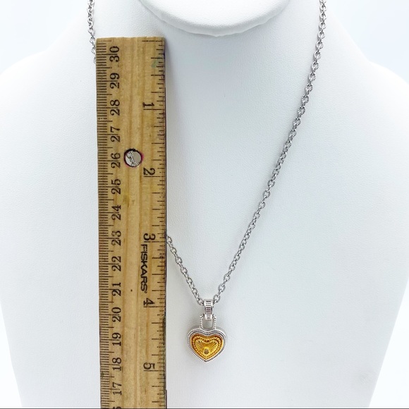 Diamonds International Two Tone Heart Pendant Silver Tone Chain Necklace - Picture 7 of 10